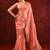 Peach pink embroidered tissue saree set