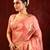 Peach pink embroidered tissue saree set