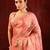 Peach pink embroidered tissue saree set