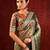 Olive green embroidered tissue saree set