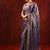 Midnight blue embroidered tissue saree set