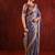 Midnight blue embroidered tissue saree set