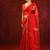 Crimson red embroidered tissue saree set