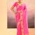 Bright pink embroidered raw silk saree set