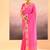 Bright pink embroidered raw silk saree set