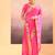 Bright pink embroidered raw silk saree set