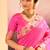 Bright pink embroidered raw silk saree set