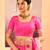 Bright pink embroidered raw silk saree set