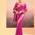 Magenta pink foil printed raw silk saree set