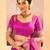 Magenta pink foil printed raw silk saree set