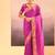 Magenta pink embroidered raw silk saree set