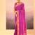 Magenta pink embroidered raw silk saree set