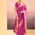 Magenta pink embroidered raw silk saree set