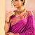 Magenta pink embroidered raw silk saree set