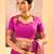 Magenta pink embroidered raw silk saree set
