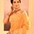 Yellow printed raw silk saree set