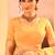 Yellow printed raw silk saree set