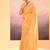 Light yellow printed raw silk saree set