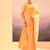 Light yellow printed raw silk saree set