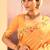Light yellow printed raw silk saree set