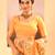 Light yellow printed raw silk saree set