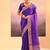 Purple printed raw silk saree set
