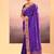 Purple printed raw silk saree set