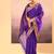 Purple printed raw silk saree set