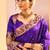 Purple printed raw silk saree set