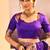 Purple printed raw silk saree set