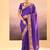 Deep purple printed raw silk saree set