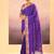 Deep purple printed raw silk saree set