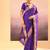 Deep purple printed raw silk saree set