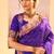Deep purple printed raw silk saree set