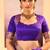 Deep purple printed raw silk saree set