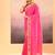 Hot pink printed raw silk saree set