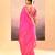 Hot pink printed raw silk saree set