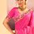Hot pink printed raw silk saree set