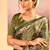 Olive green embroidered tissue saree set