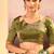 Olive green embroidered tissue saree set