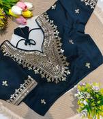 Navy blue gotta patti party wear blouse