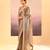 Bronze grey embroidered tissue saree set