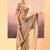 Bronze grey embroidered tissue saree set