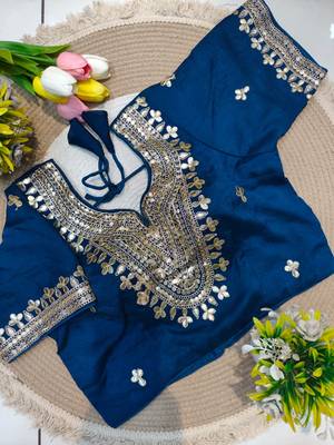 Blue gotta patti party wear blouse 1