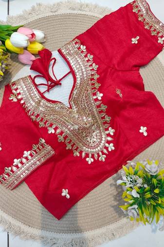 Red gotta patti party wear blouse