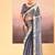 Steel blue embroidered tissue saree set