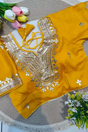 Yellow gotta patti party wear blouse