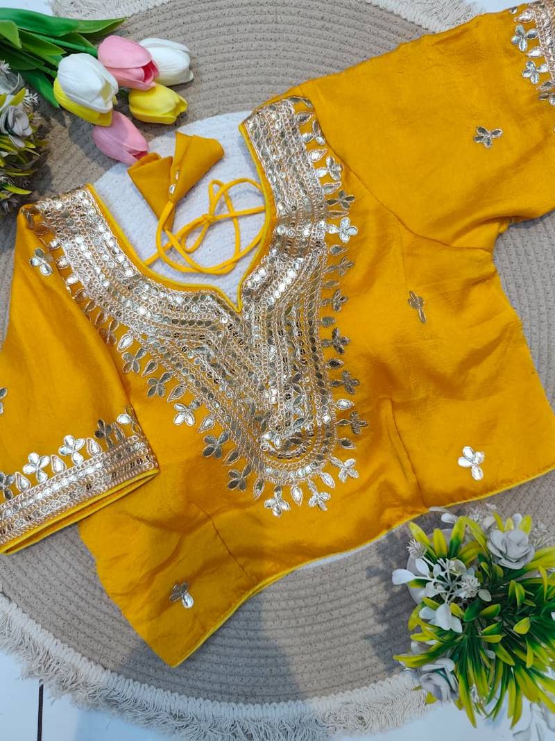 Yellow gotta patti party wear blouse