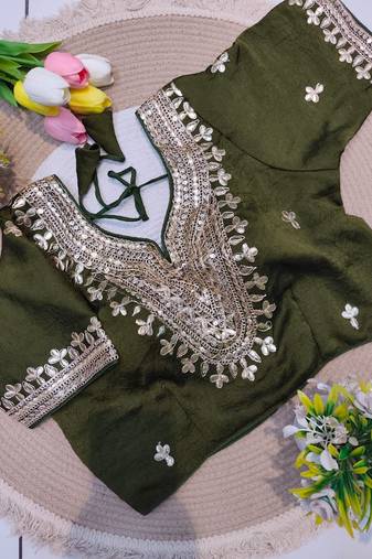 Olive gotta patti party wear blouse