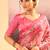 Hot pink embroidered tissue saree set